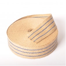 Klassieke jute singelband 6cm met blauwe lijnen