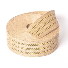 Klassieke jute singelband 7cm gele lijnen